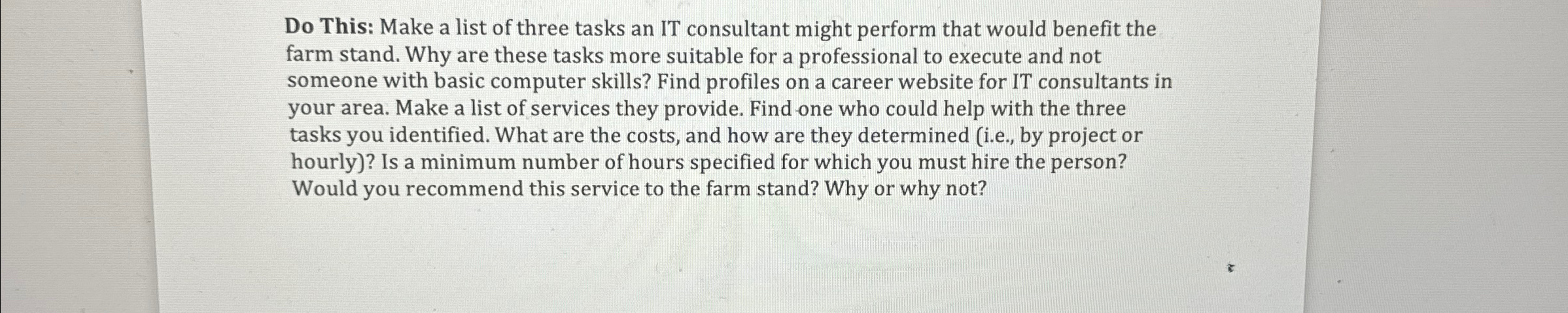 Do This: Make a list of three tasks an IT