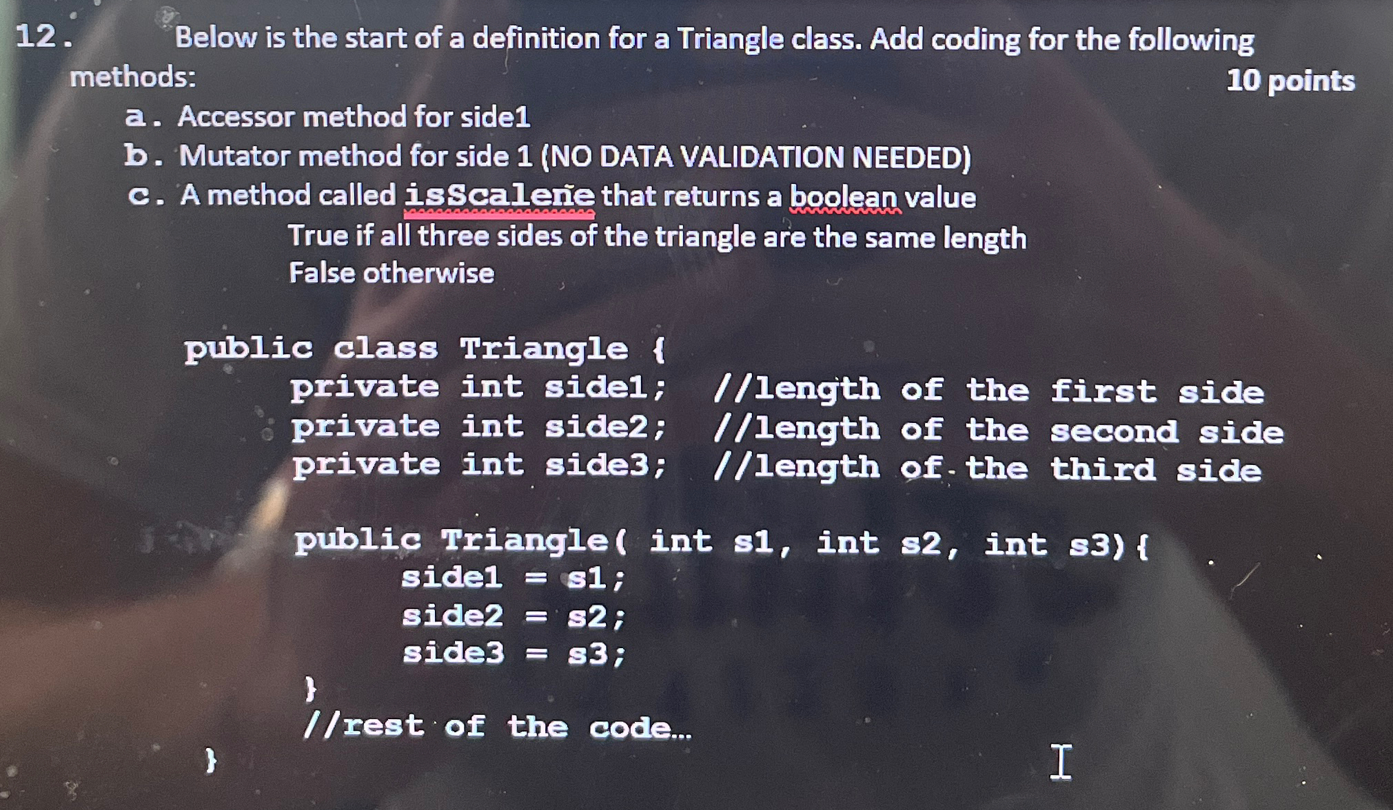 Below is the start of a definition for a Triangle