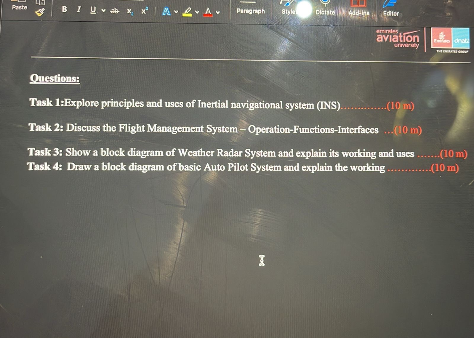 Paste B I Paragraph Style Dictate Addins Editor
