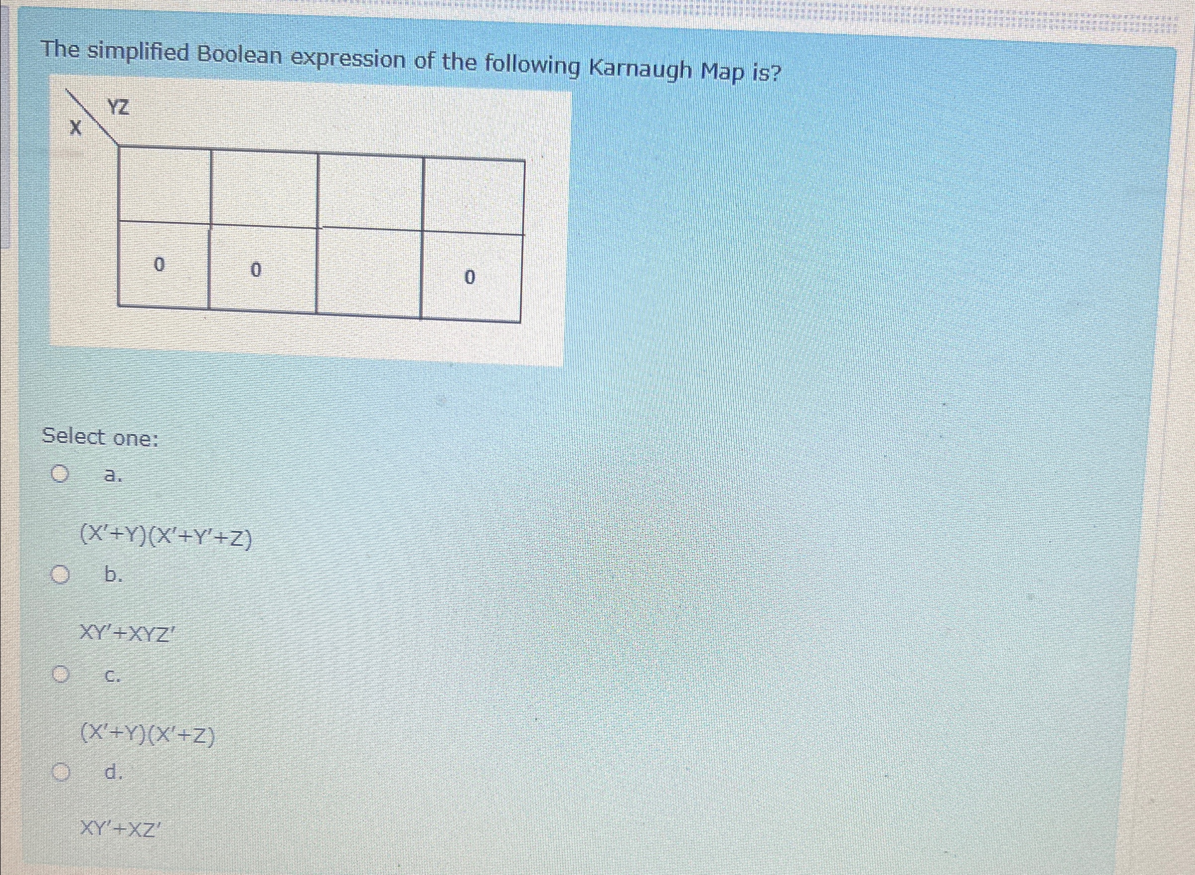 The simplified Boolean expression of the