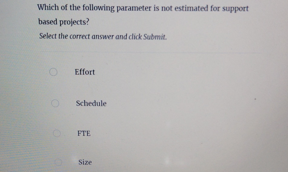 Which of the following parameter is not estimated