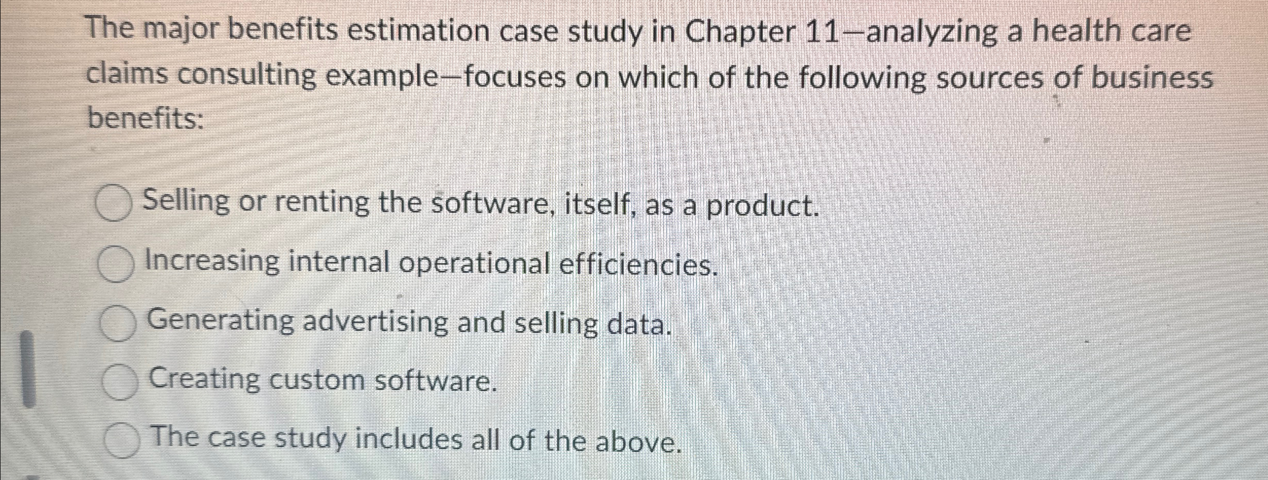 The major benefits estimation case study in