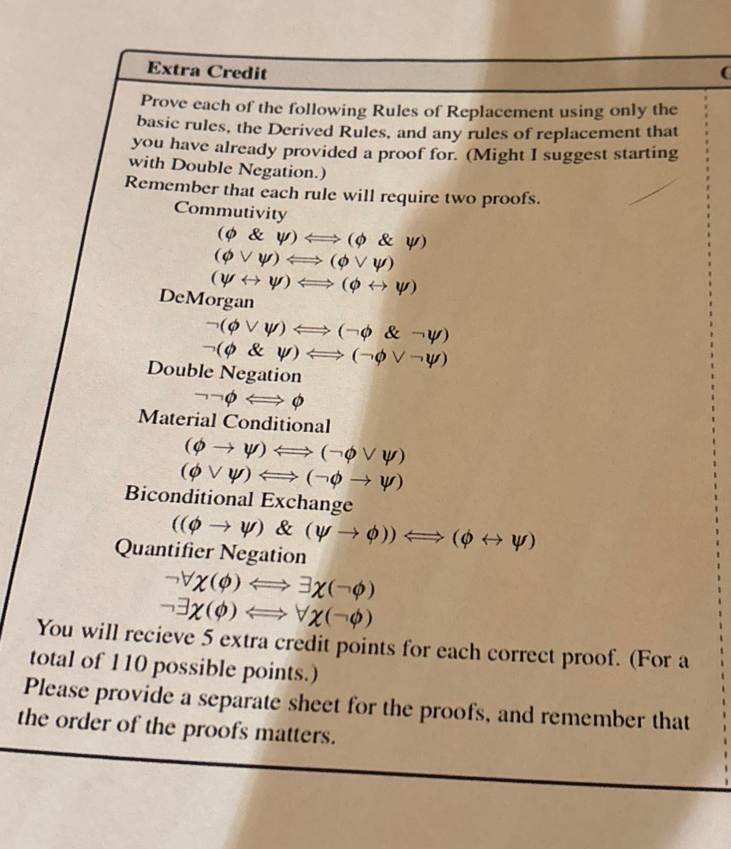 Extra Credit Prove each of the following Rules of