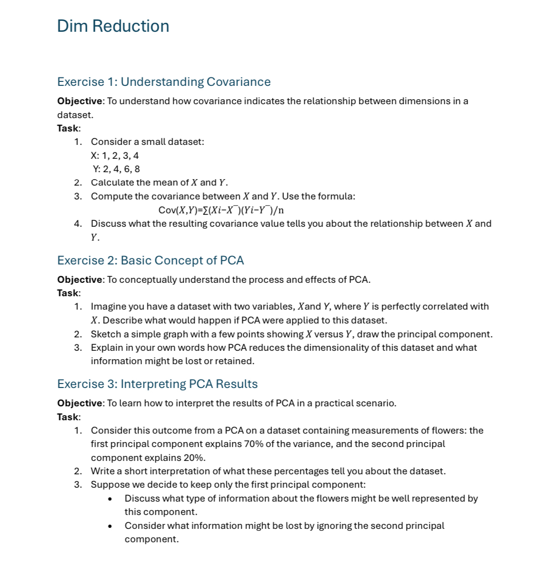 Dim Reduction Exercise 1 : Understanding