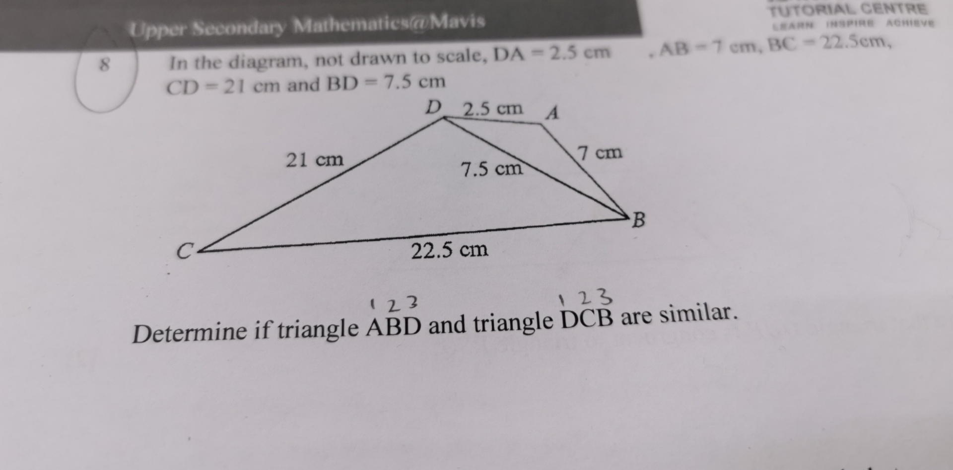8 In the diagram, not drawn to scale, D A = 2 . 5
