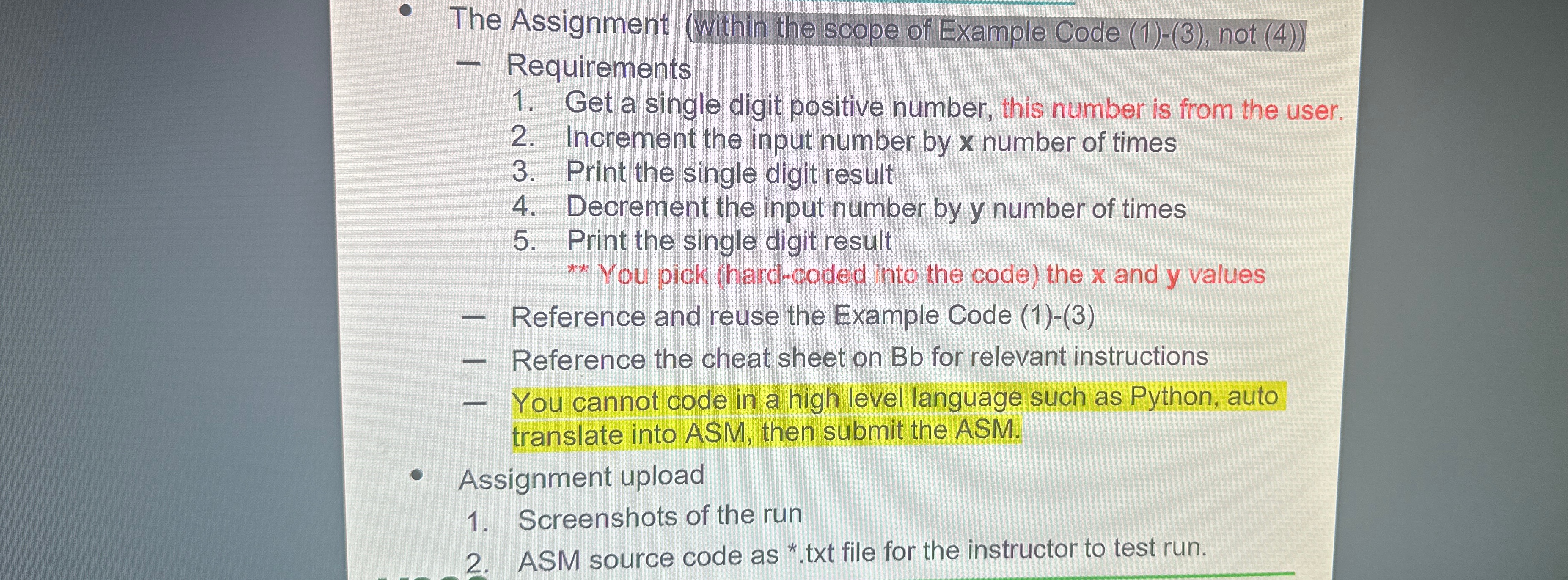 The Assignment ( within the scope of Example Code