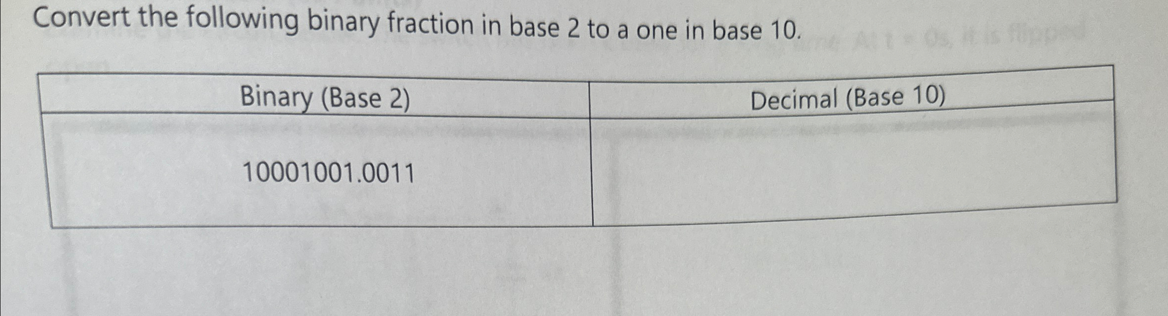 Convert the following binary fraction in base 2