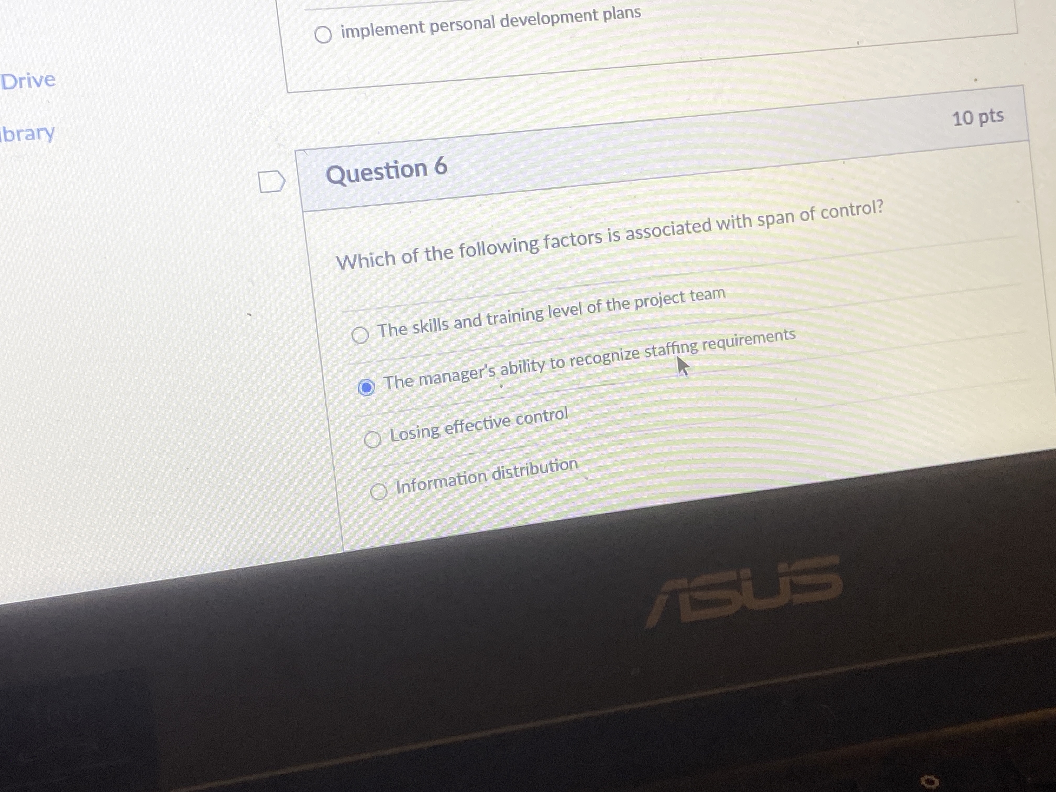 implement personal development plans Question 6