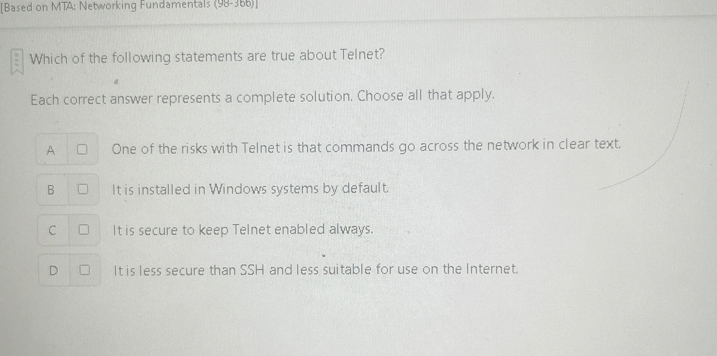 [ Based on MTA: Netmorking Fundamentals ( 9 8 - 3