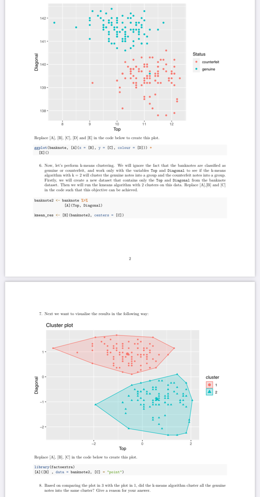 atus , counterfeit , genuine Replace A B C D and