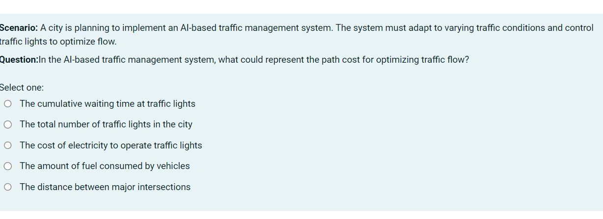 Scenario: A city is planning to implement an Al -