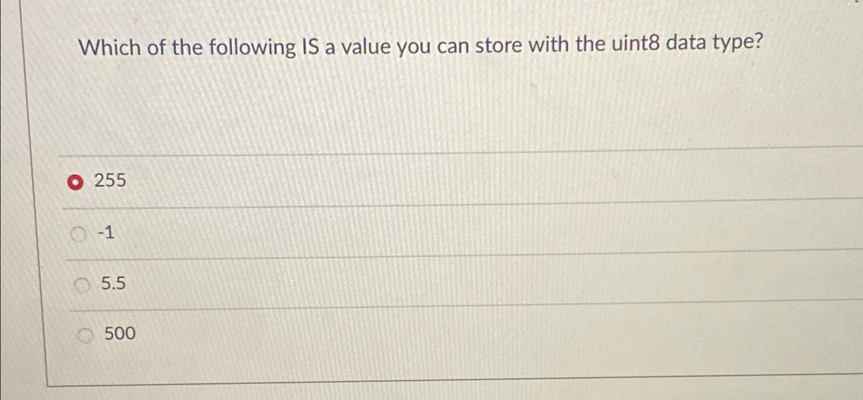 Which of the following IS a value you can store