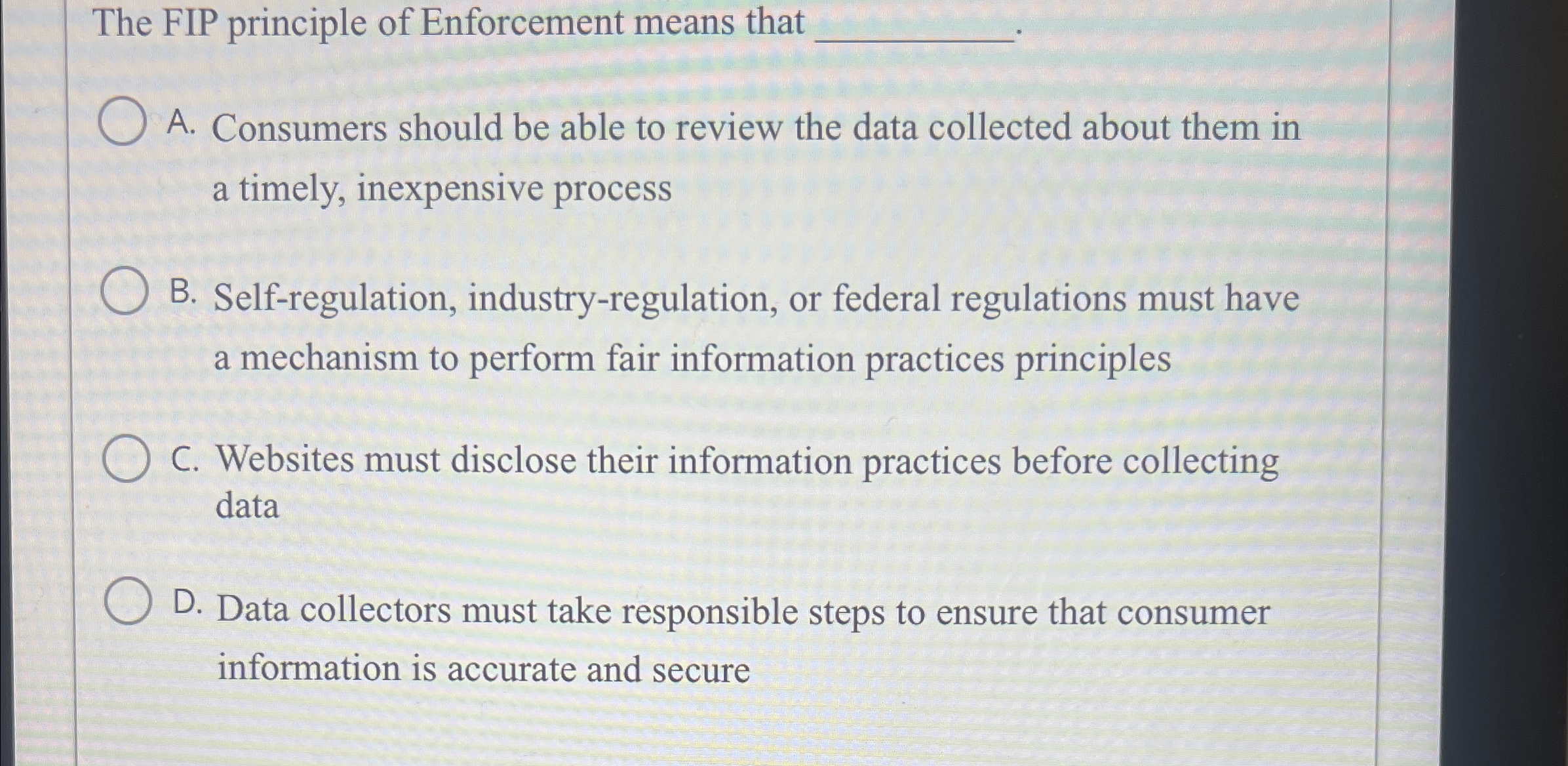 The FIP principle of Enforcement means that q , A