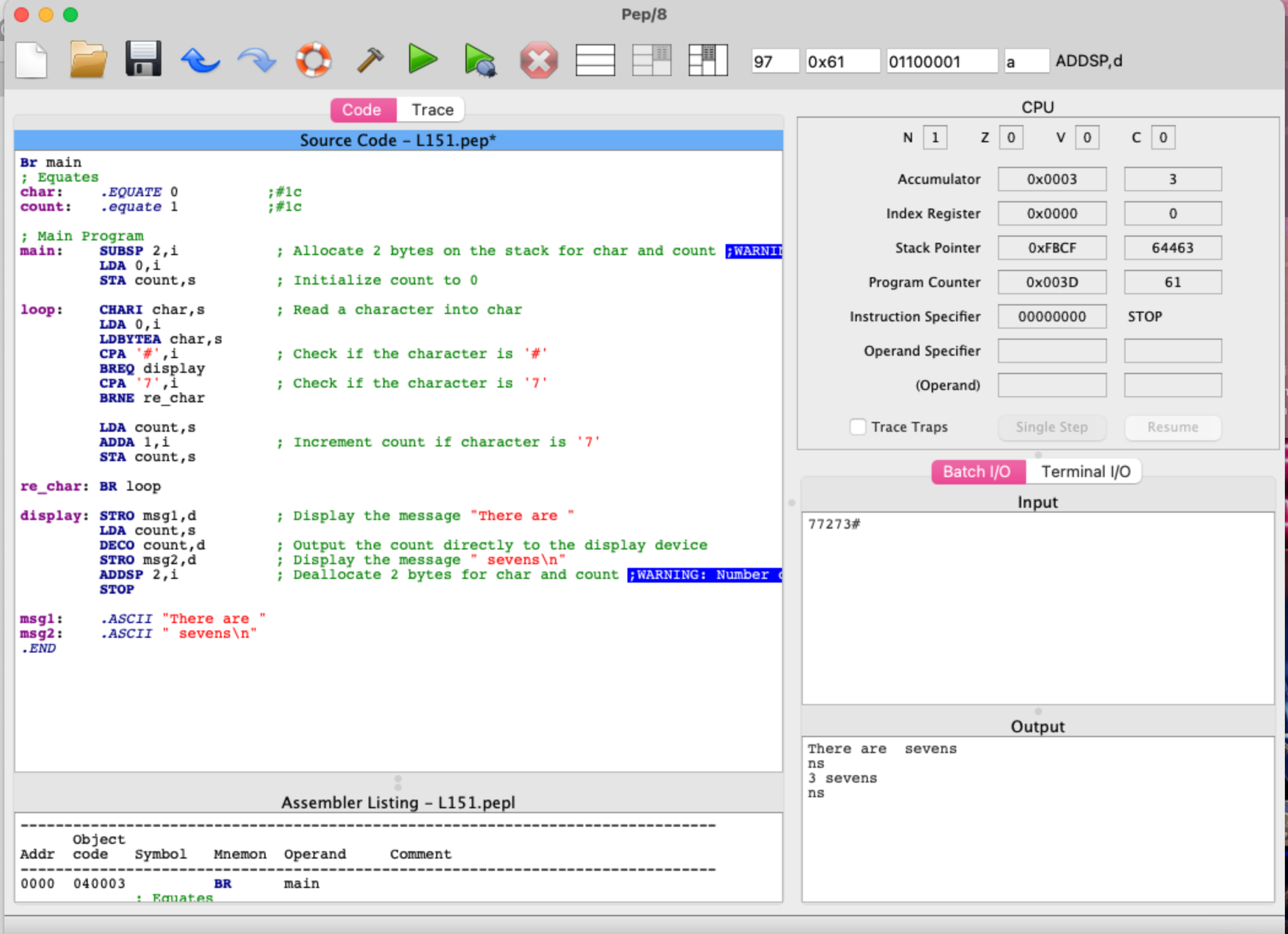 Written in pep 8 and as a stack please help me