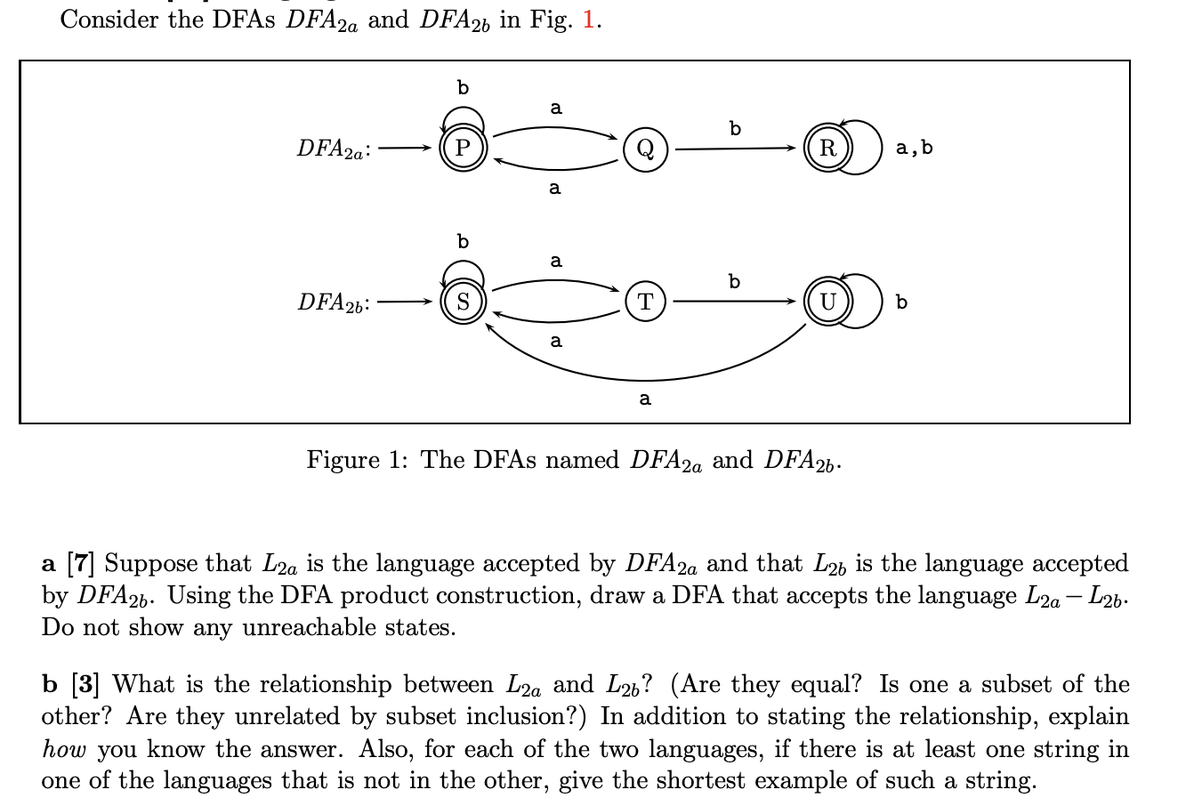 I need to find the DFA that's the difference (
