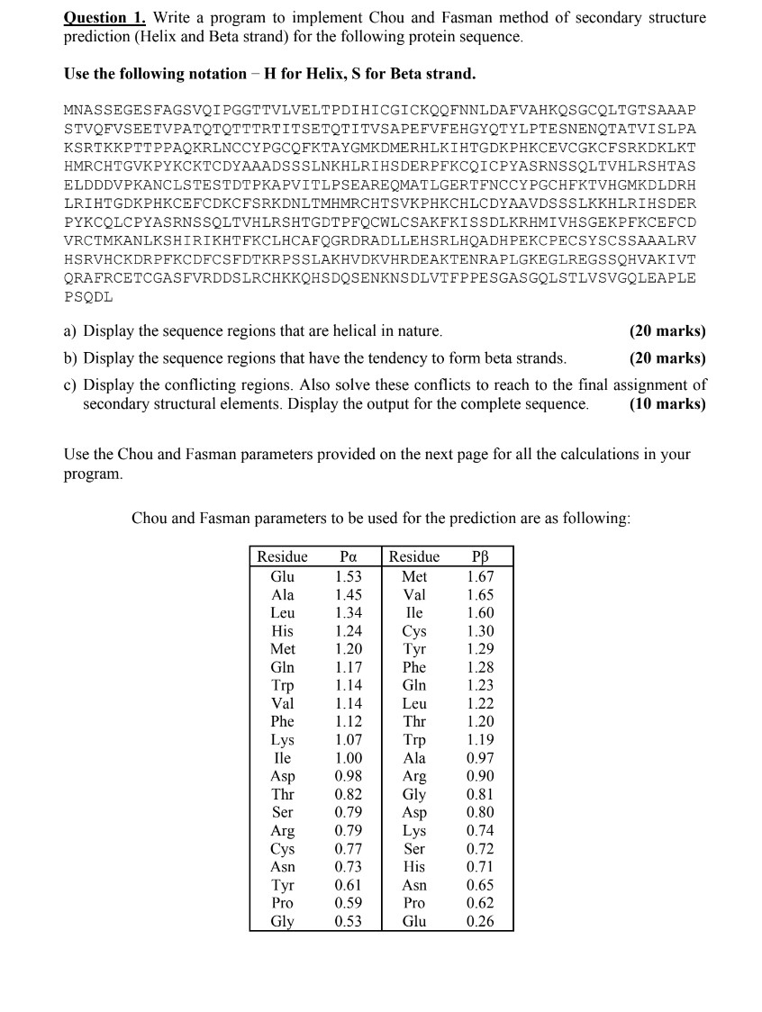 Question 1 . Write a program to implement Chou