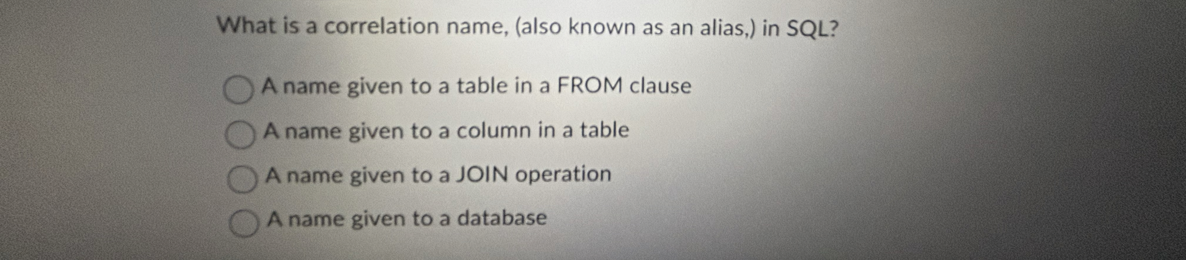What is a correlation name, ( also known as an