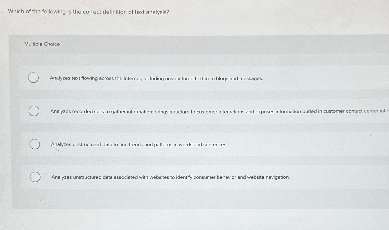 Which of the following is the correct definition