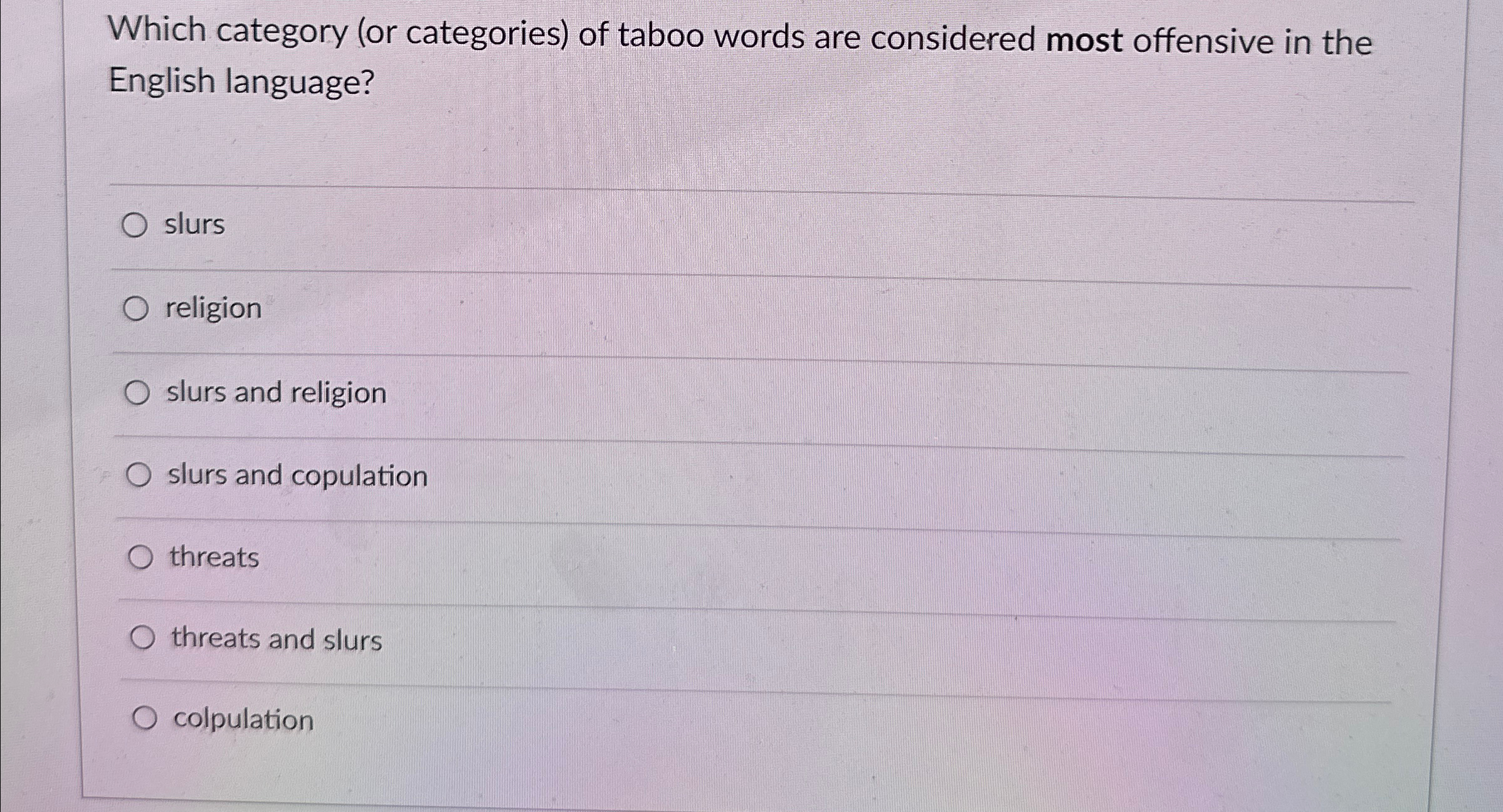 Which category ( or categories ) of taboo words