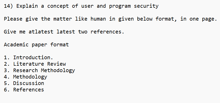 Explain a concept of user and program security