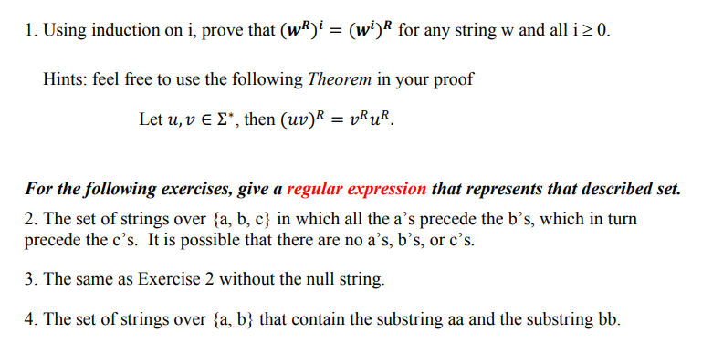 Using induction on i , prove that ( w R ) i = ( w