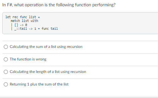 In F# , what operation is the following function