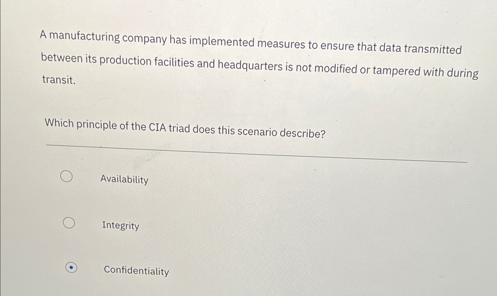 A manufacturing company has implemented measures