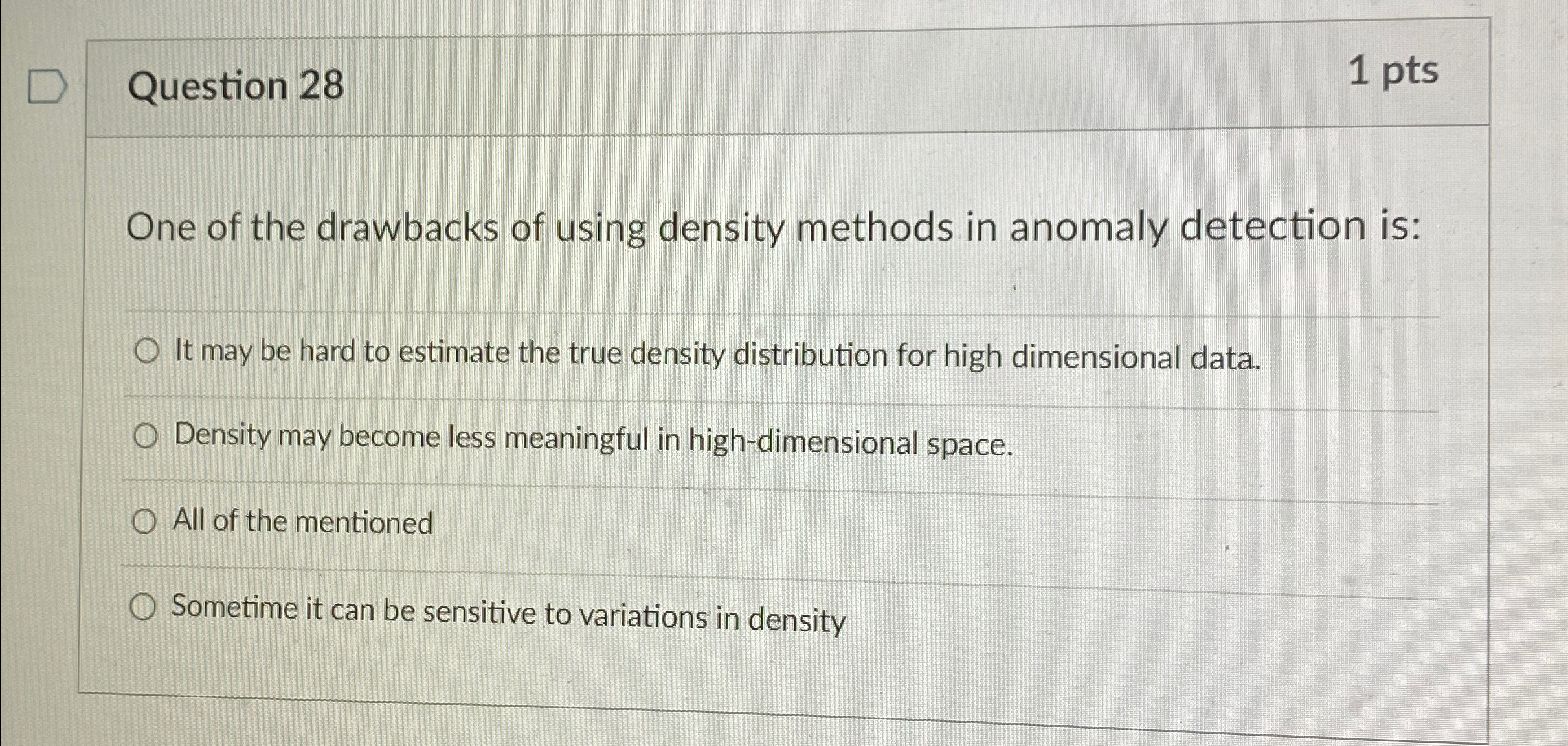 Question 2 8 1 pts One of the drawbacks of using