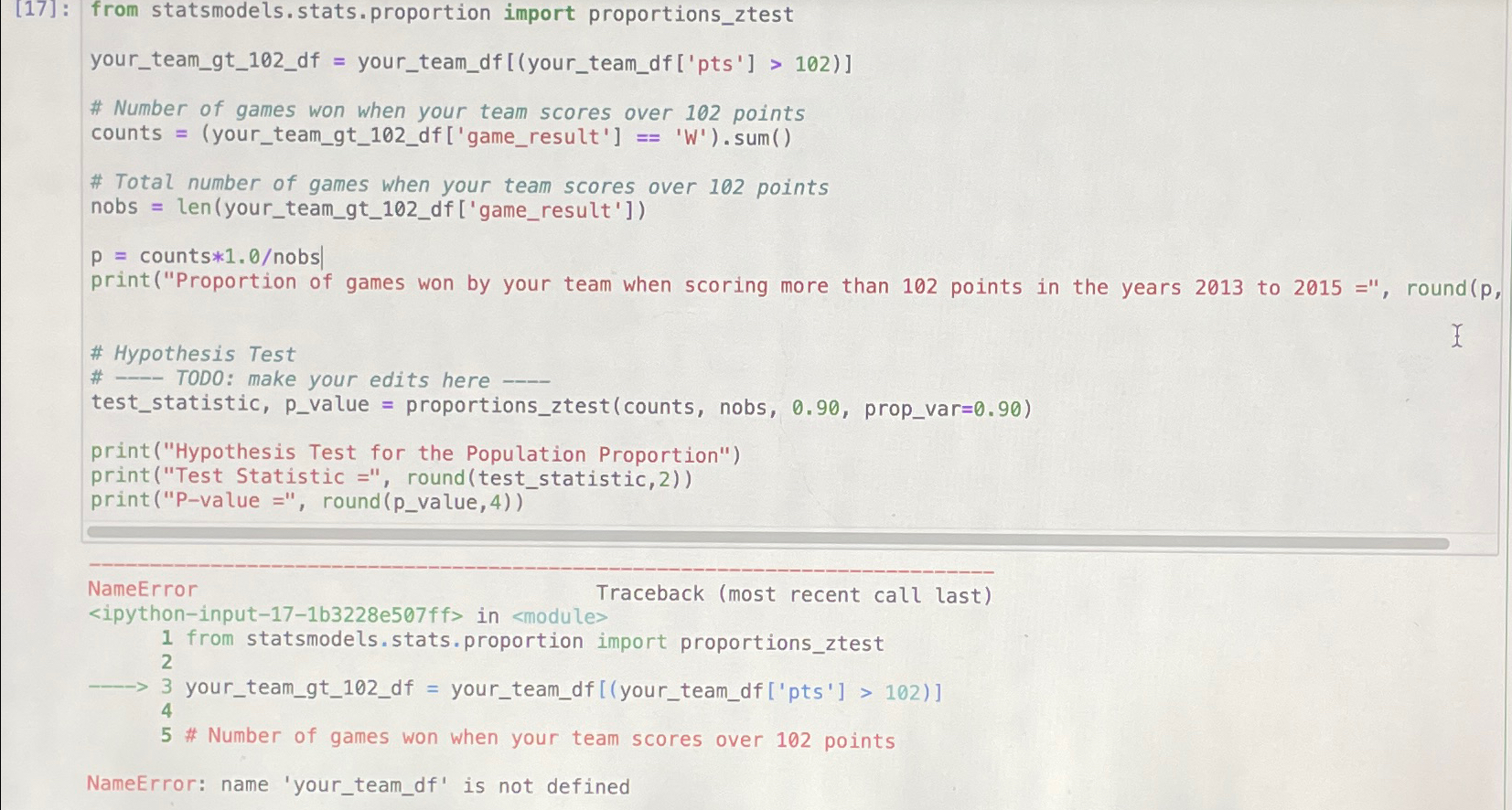 Step 5 : Hypothesis Test for the Population
