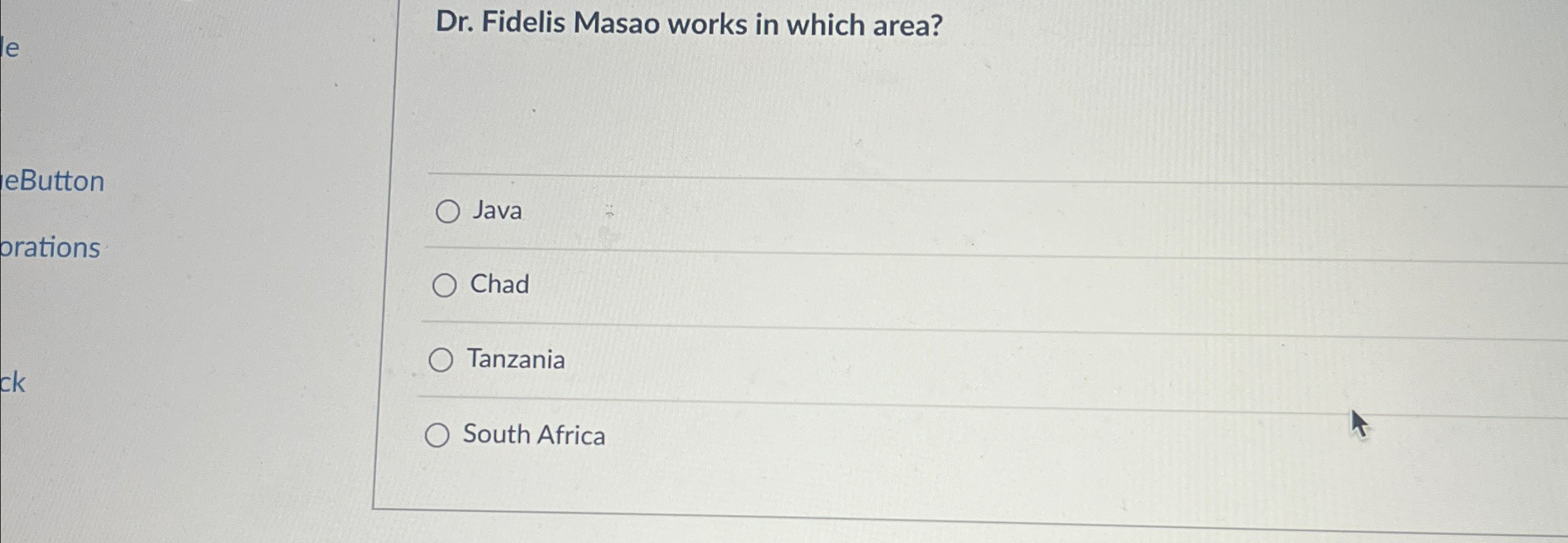 Dr . Fidelis Masao works in which area? eButton