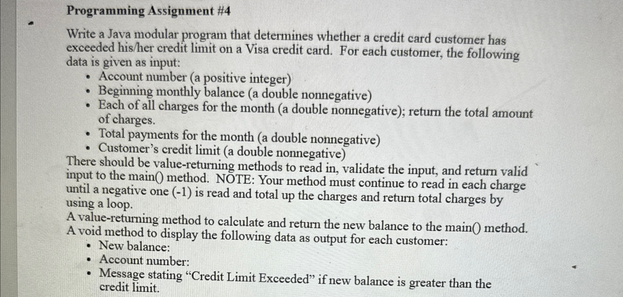 Programming Assignment # 4 Write a Java modular