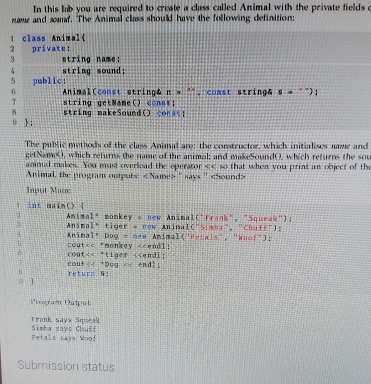 In this lab you are required to create a class