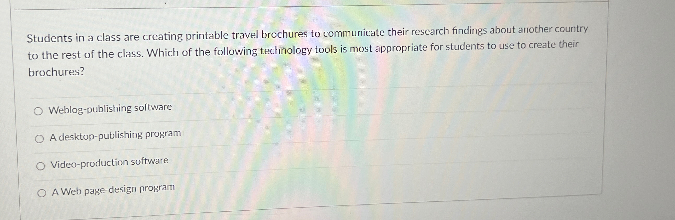 Students in a class are creating printable travel