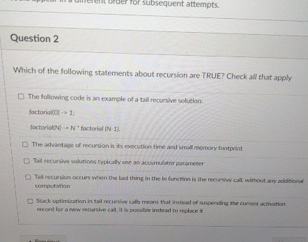 Question 2 Which of the following statements