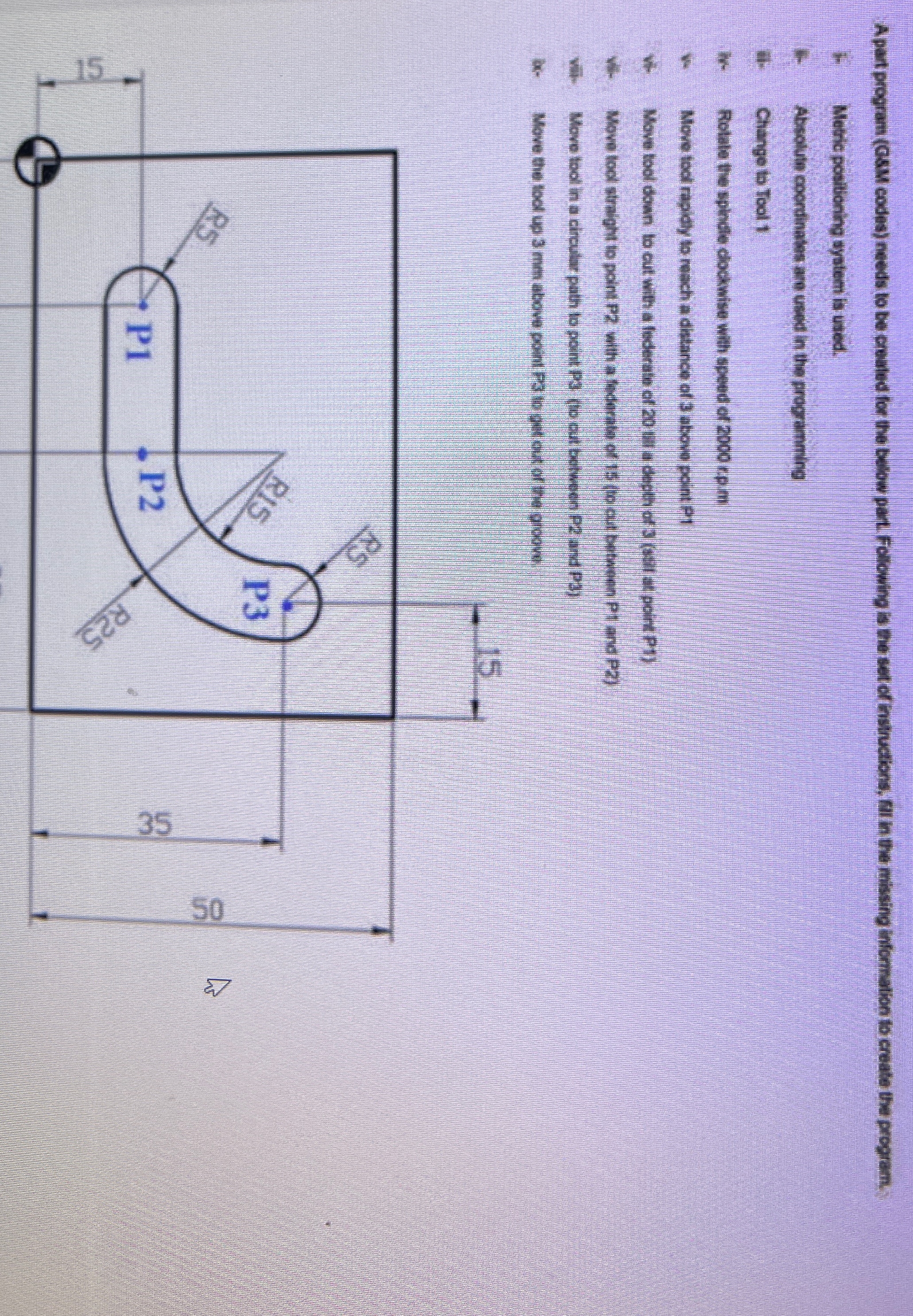 A part program g and m codes needs to be created