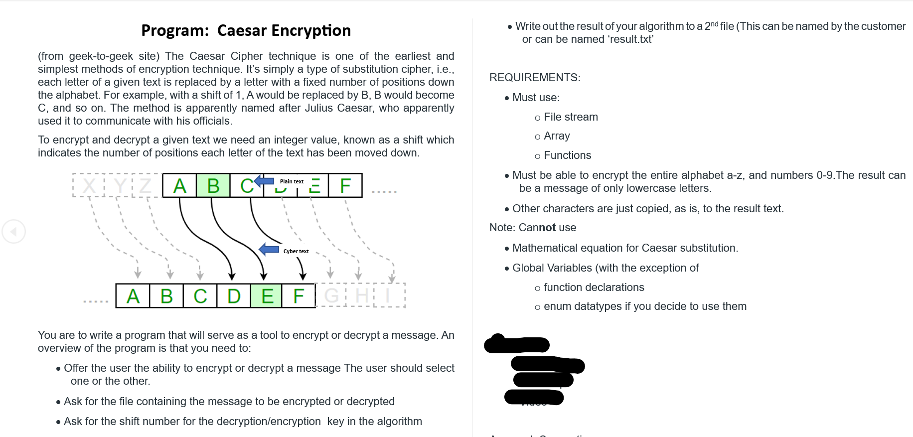 ( C + + please ) Program: Caesar Encryption (