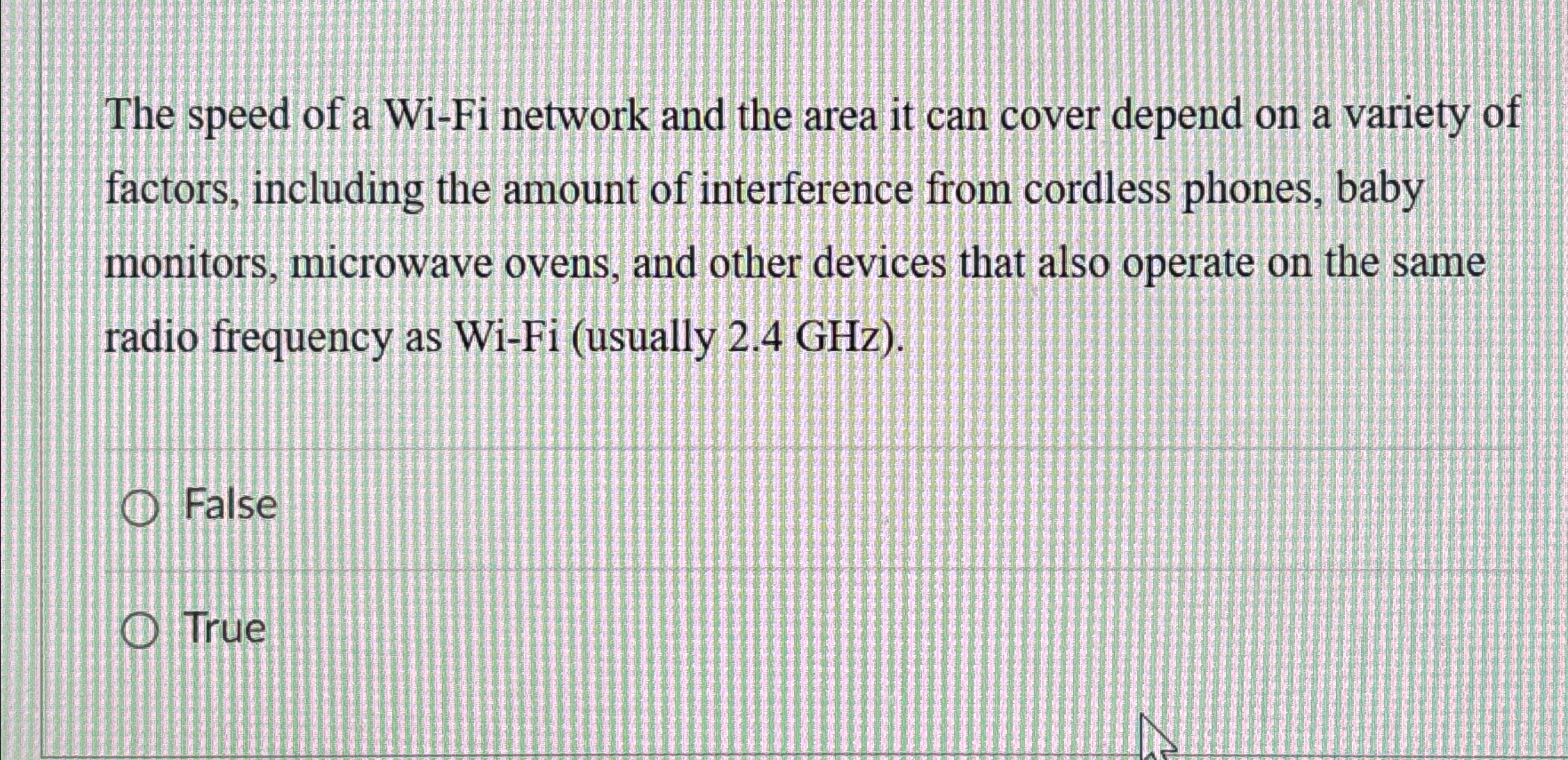 The speed of a Wi - Fi network and the area it