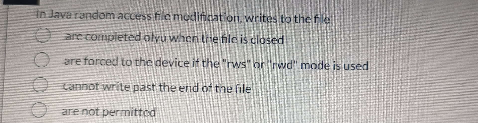 In Java random access file modification, writes