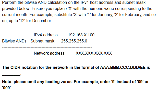 Perform the bitwise AND calculation on the IPv 4