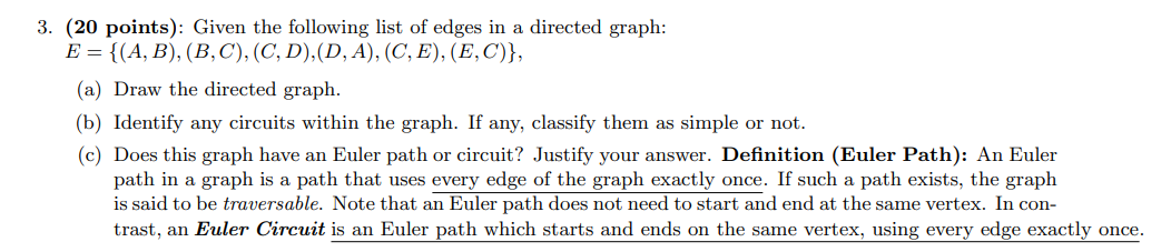 ( 2 0 points ) : Given the following list of