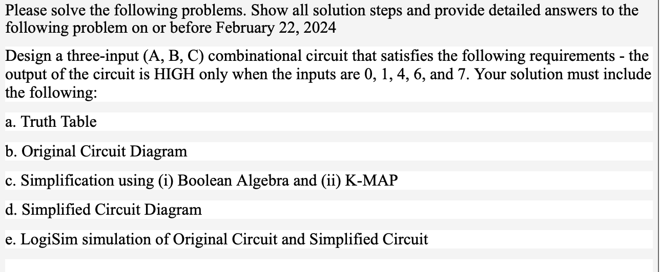 Please solve the following problems. Show all