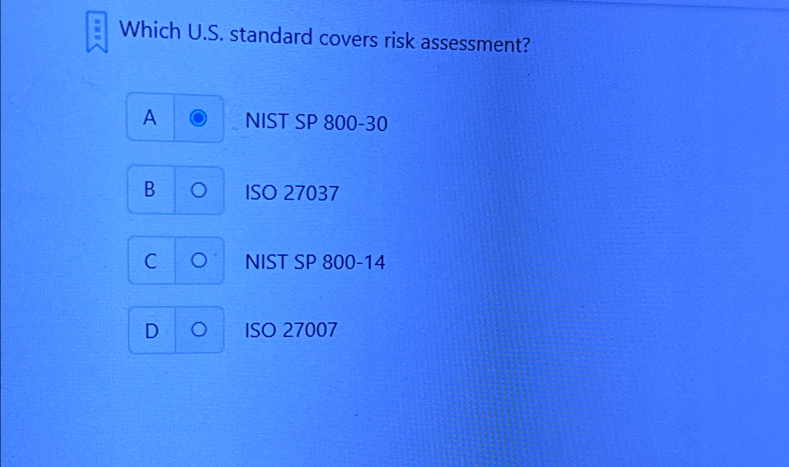 Which U . S . standard covers risk assessment?