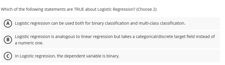 Which of the following statements are TRUE about