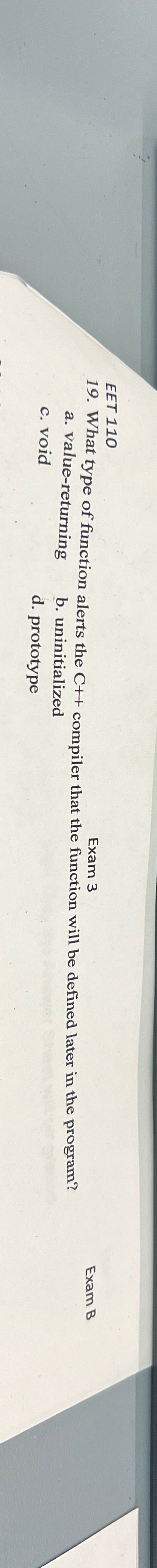 EET 1 1 0 1 9 . What type of function alerts the