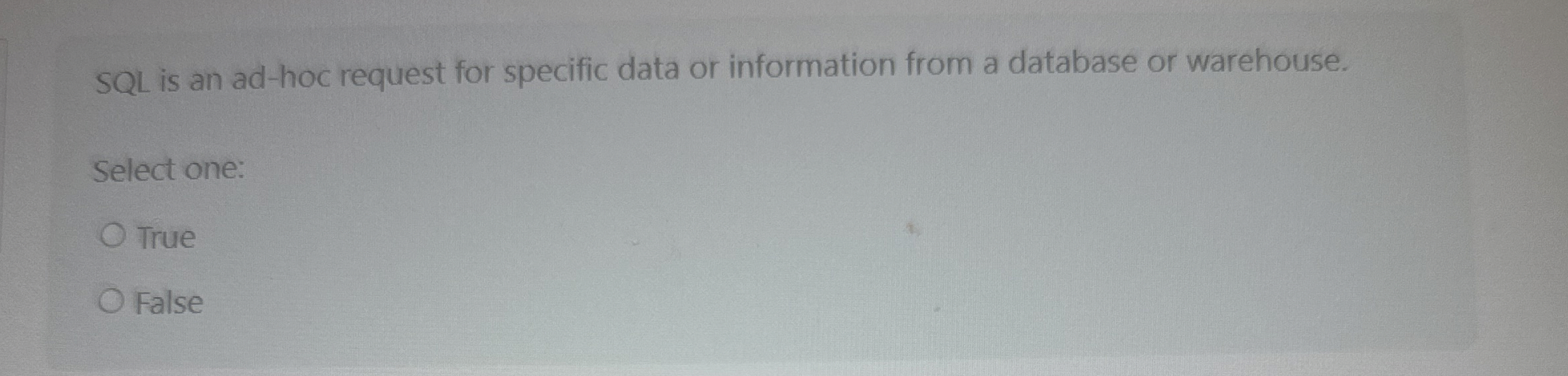 SQL is an ad - hoc request for specific data or