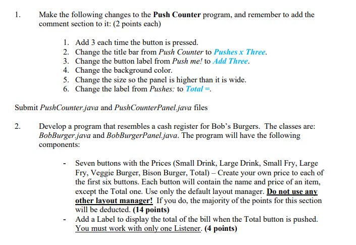 Make the following changes to the Push Counter