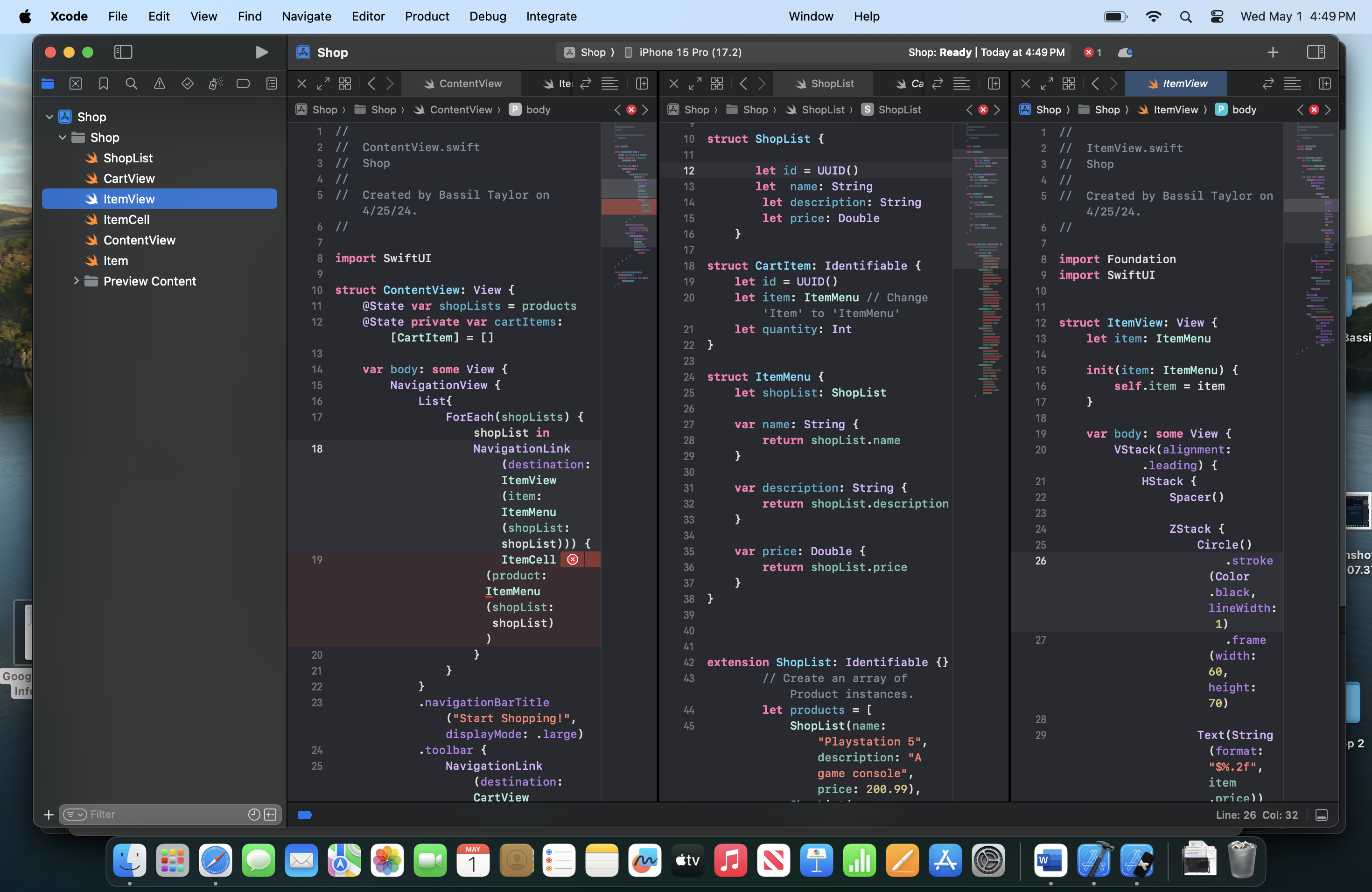 Im trying to link my itemView it my shopApp via