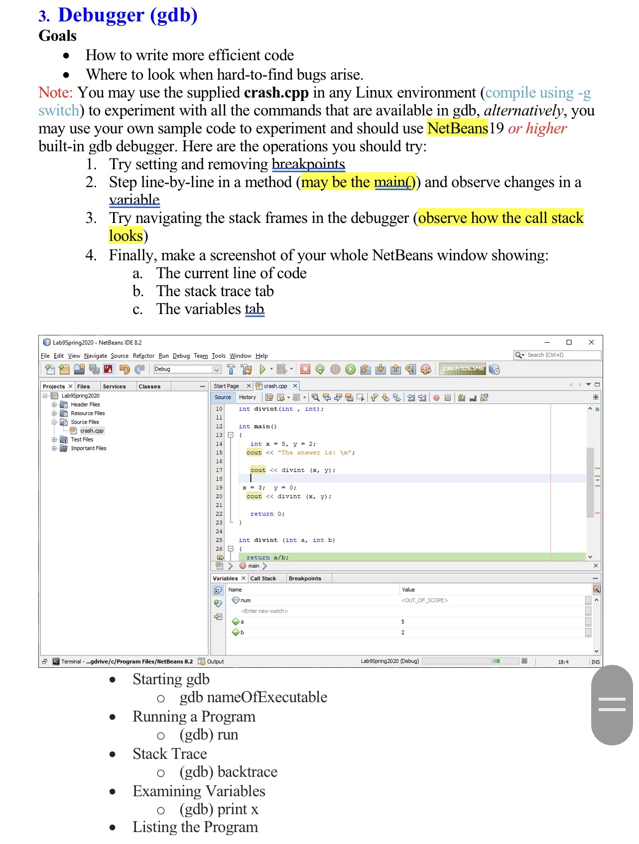 Debugger ( gdb ) Goals How to write more
