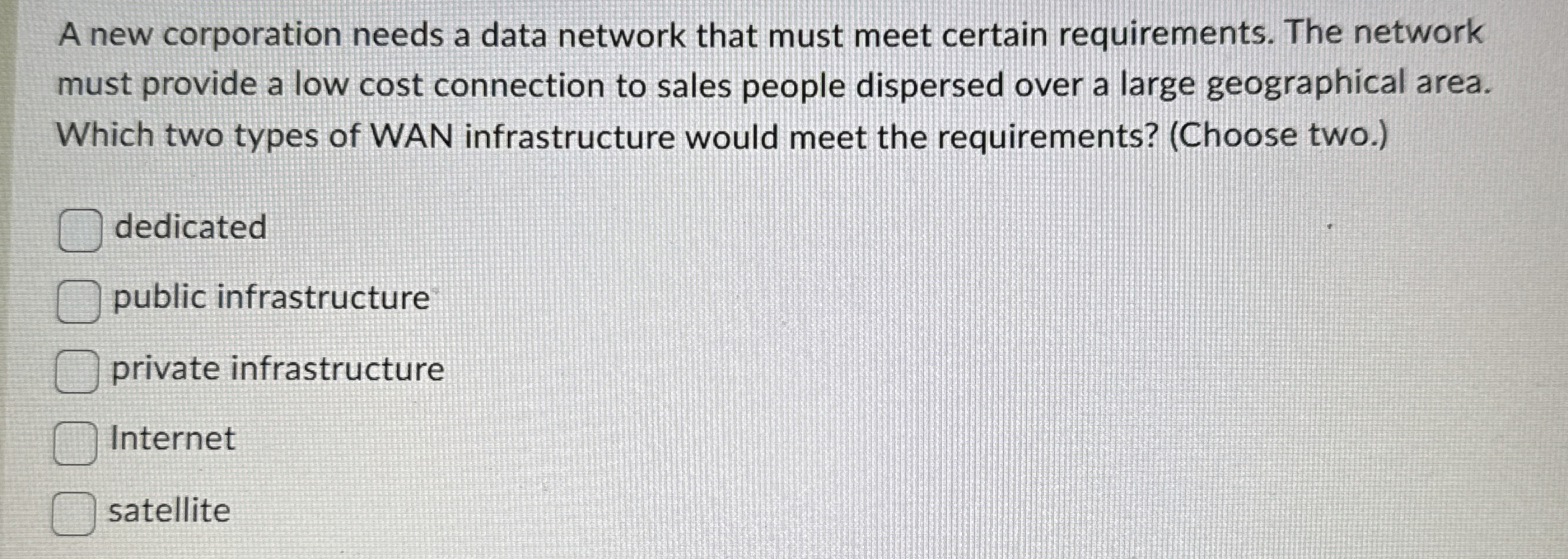 A new corporation needs a data network that must