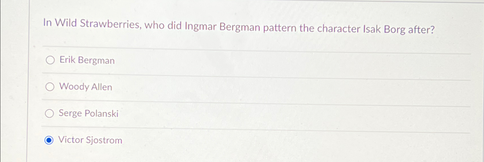 In Wild Strawberries, who did Ingmar Bergman